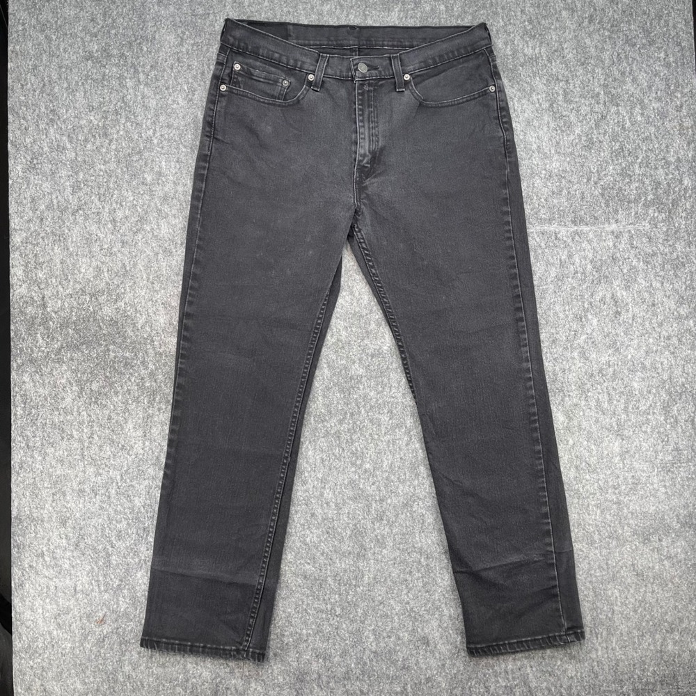 Levis 514 Jeans Mens 34x30 Straight Fit Faded Black Denim Regular